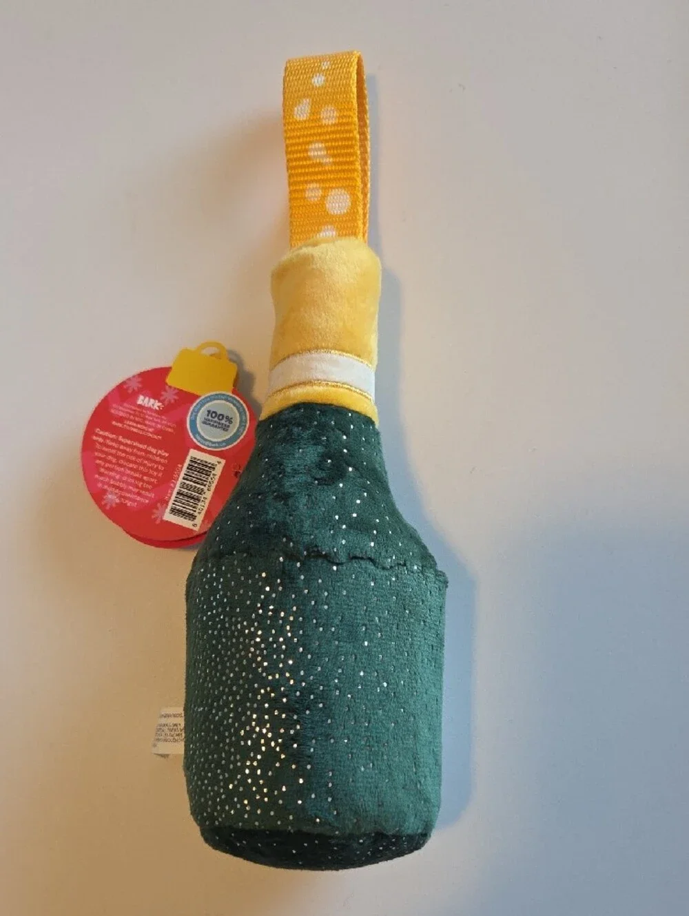 💰 3 For $30 Bark Box Belly Rub Bubbly Plush Bottle Toy - Green & Yellow